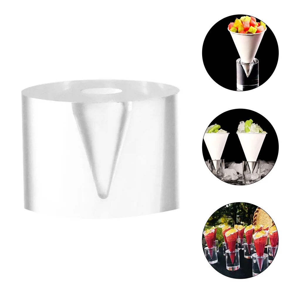 

Multi Use Acrylic Cone Stand for Ice Cream and Sushi Hand Rolls Simple Display Holder Kitchen Food Server Gadget
