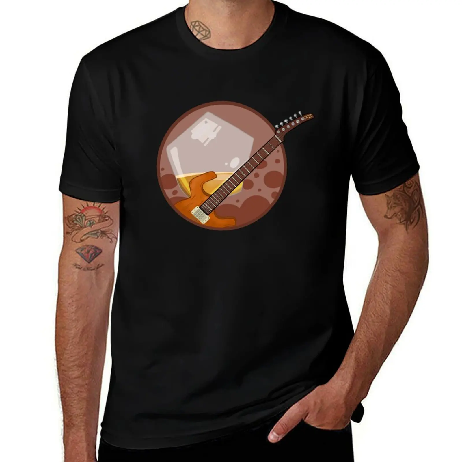 music and booze! T-Shirt Moisture Wicking Athletic T-Shirt