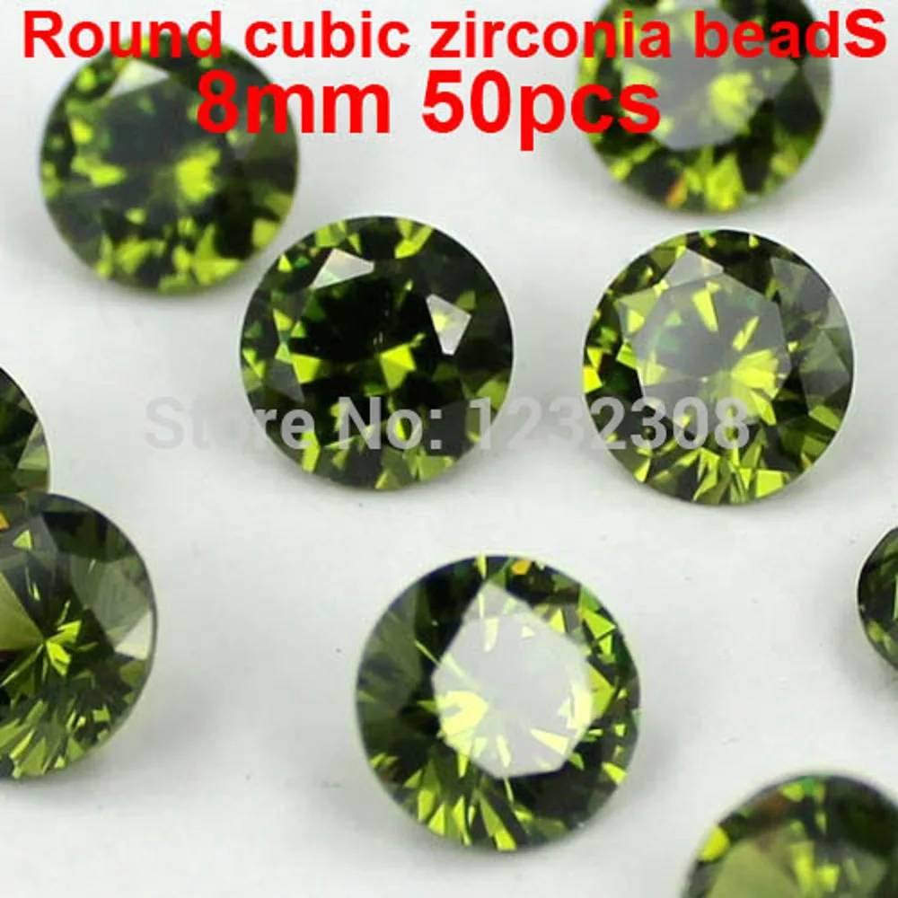 

AAAAA Grade Glitter Brilliant Cuts Round Cubic Zirconia Beads 50pcs 8mm stones Supplies For Jewelry 3D Nail Art DIY Decorations