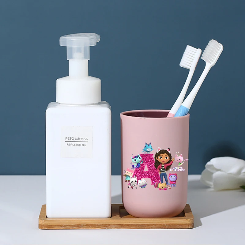 

Gabby Dollhouse Girl Boy Toothbrush Cup Kids Water Cup Mouthwash Cups Cartoon Rinse Cups Cute Letter Toothpaste Bottles Gift New