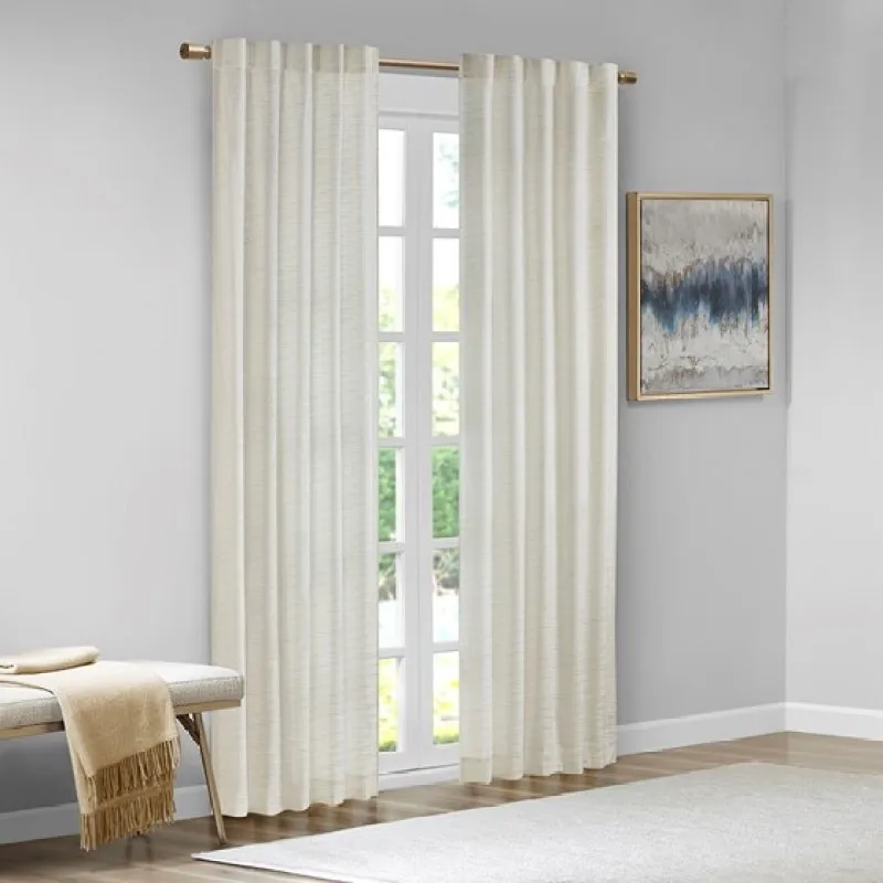 

Room Darkening Metallic Printed Poly Velvet Rod Pocket/Back Tab Window Panel Pair White/Gold 37x84