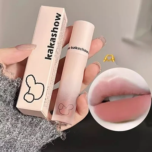 Imagen 1 del producto Lápiz labial de barro mate de terciopelo, osos, resistente al agua, brillo de labios suave de larga duración, maquillaje de labios para mujeres, Cosméticos Coreanos, castañas marrones