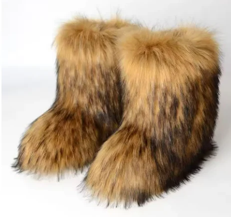 Big Size Men's and Women's Shoes, Cute Furry Boots, Thick Midsole Furry Fur Snow Boots