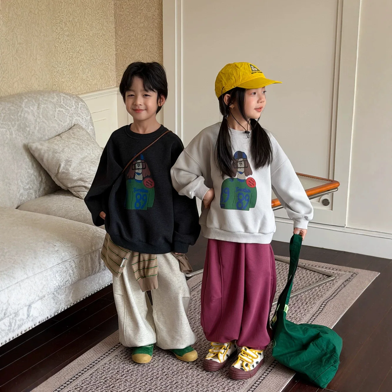 2026 Autumn New Children Cartoon Print Sweatshirt Cotton Boys Loose Pullover Girls Long Sleeve Casual Tops Kids Clothes