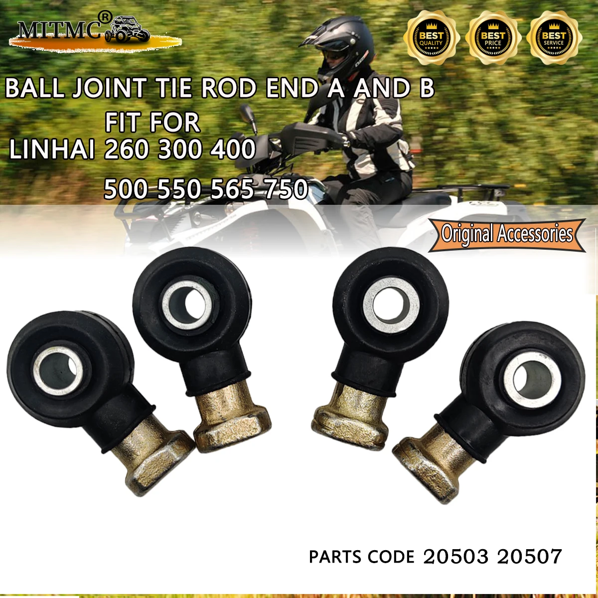 2 zestawy （4szt） Przegub kulowy końcówki drążka kierowniczego A i B do Linhai 260 300 400 500 550 565 570 750 ATV UTV Linhai Kod 20503 20507