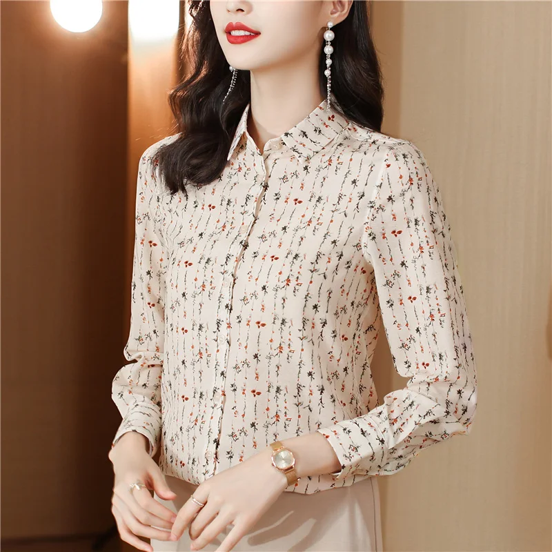 Fashion printing ladies shirts New elegant Women\'s Blouses 2023 Spring Autumn Long Sleeve Shirts Tops Blusas Mujer