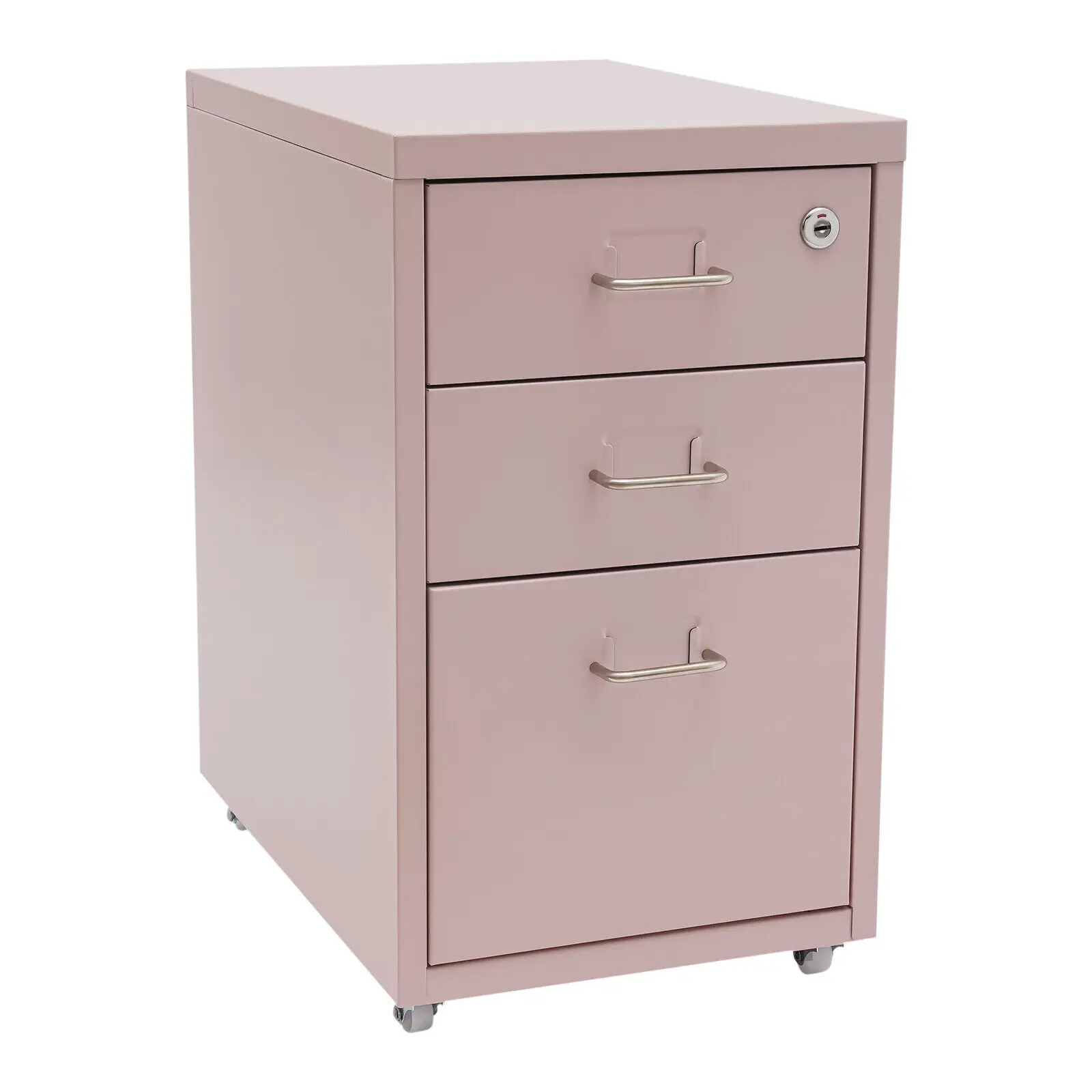 Organizzatore di file con serratura a 3 cassetti, armadietto da ufficio rosa, armadietto classificatore per uffici, biblioteche, aule, sale studio