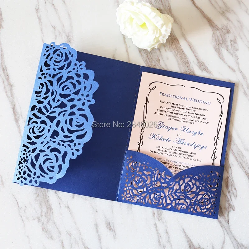 

Персонализированные цветочные вентиляционные точки темно-синего цвета, свадебные приглашения, цветочная лазерная резка, элегантная свадьба, детский душ