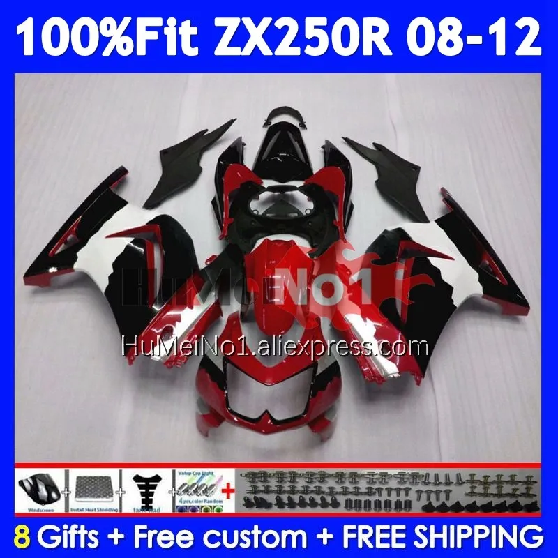 Body For KAWASAKI NINJA ZX250 ZX 250 R 250R 08 09 10 11 New red 12 231No.14 ZX250R ZX-250 2008 2009 2010 2011 2012 Fairing