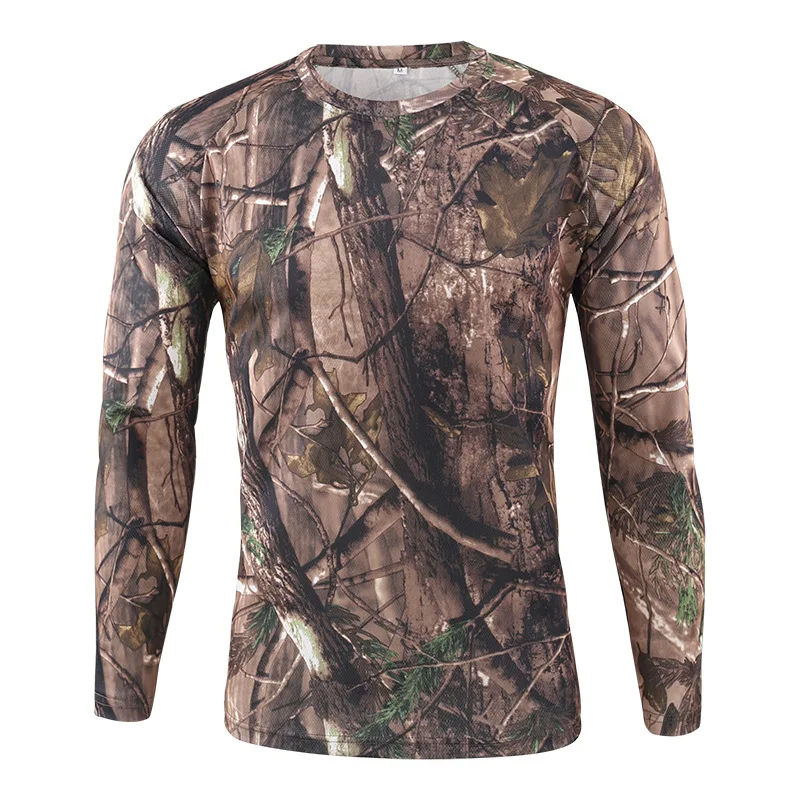 New Tactical Hunting Camouflage T Shirt Male Breathable Quick Dry   Hiking Full Sleeve Outwear T-shirt for Men