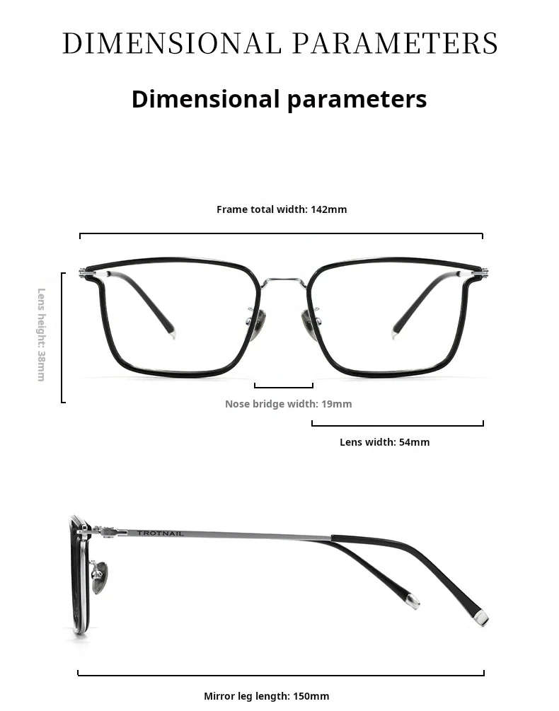Yimaruili 18300T Eyeglasses — Frame Dimensions & Sizing Chart
