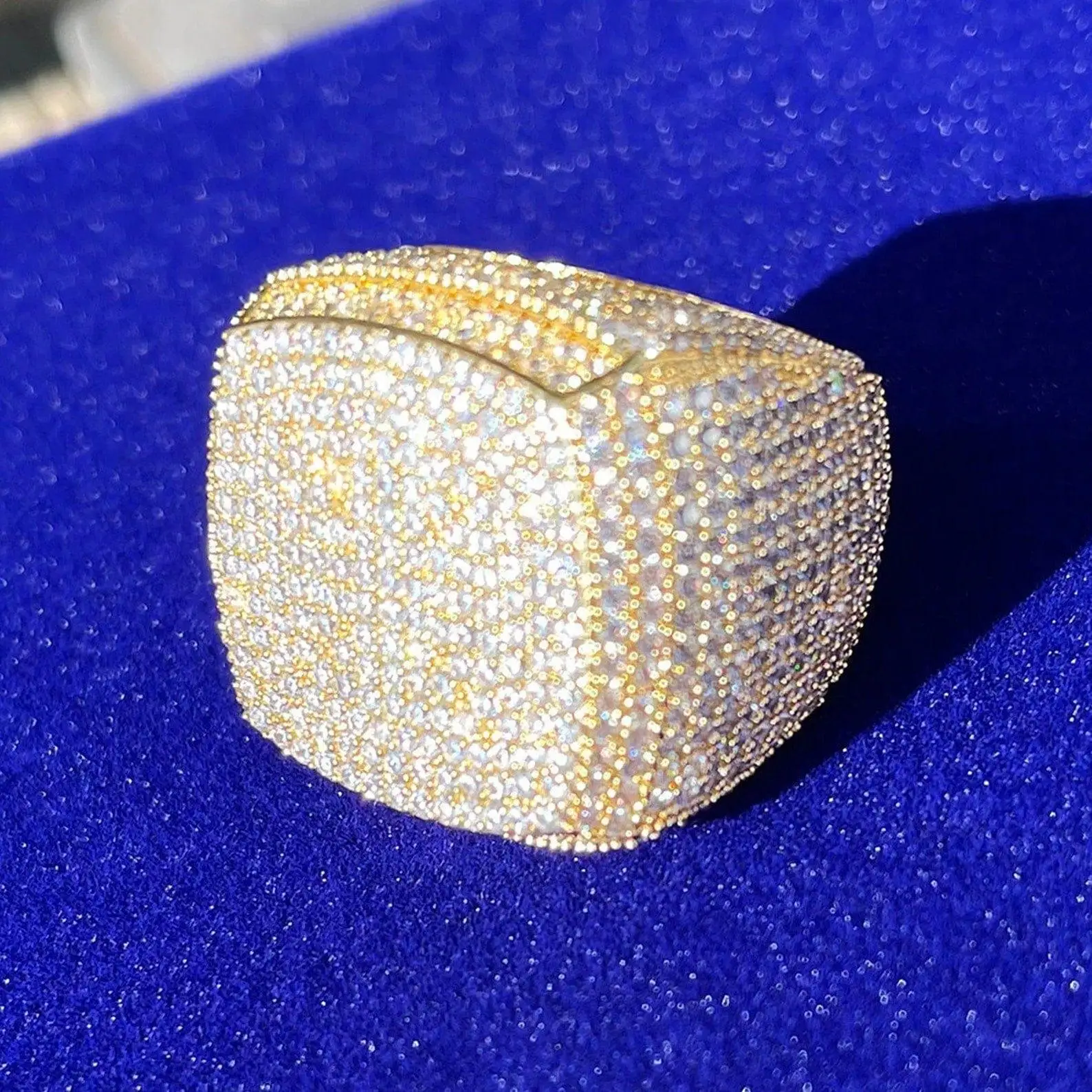 

Кольцо Iced Out с муассанитом, мужские ювелирные изделия в стиле хип-хоп, серебро S925, кольцо Buss Down Vvs с муассанитом