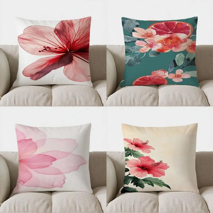 

Home Decor Red Flower Pillow for Home Pattern Cushion Cover Suitable for Sofa Bedroom Car Pillow Cover