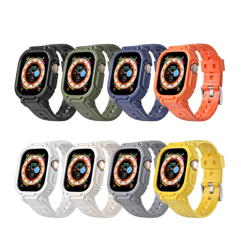 The latest TPU watch band multiple color option armored integrated strap for Apple watch series