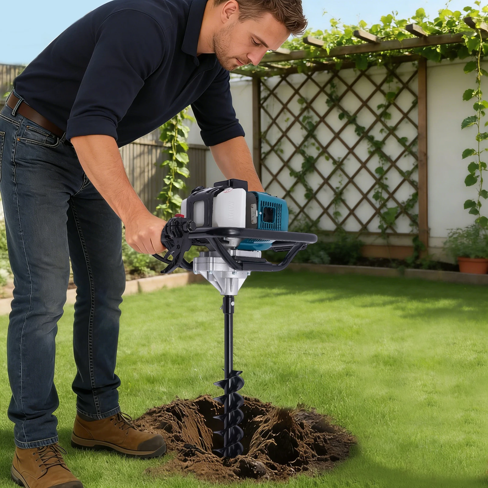 18cm Breiter Handlochbohrer - 85cm Spiraldrill Für Garten, Zaunpfosten & Pflanzen (A3-Stahl) – Detail 18
