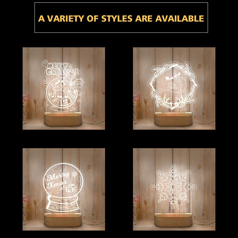 Personalized Low Power Table Lamp Acrylic LED Night Light For Christmas Domestic Decoration