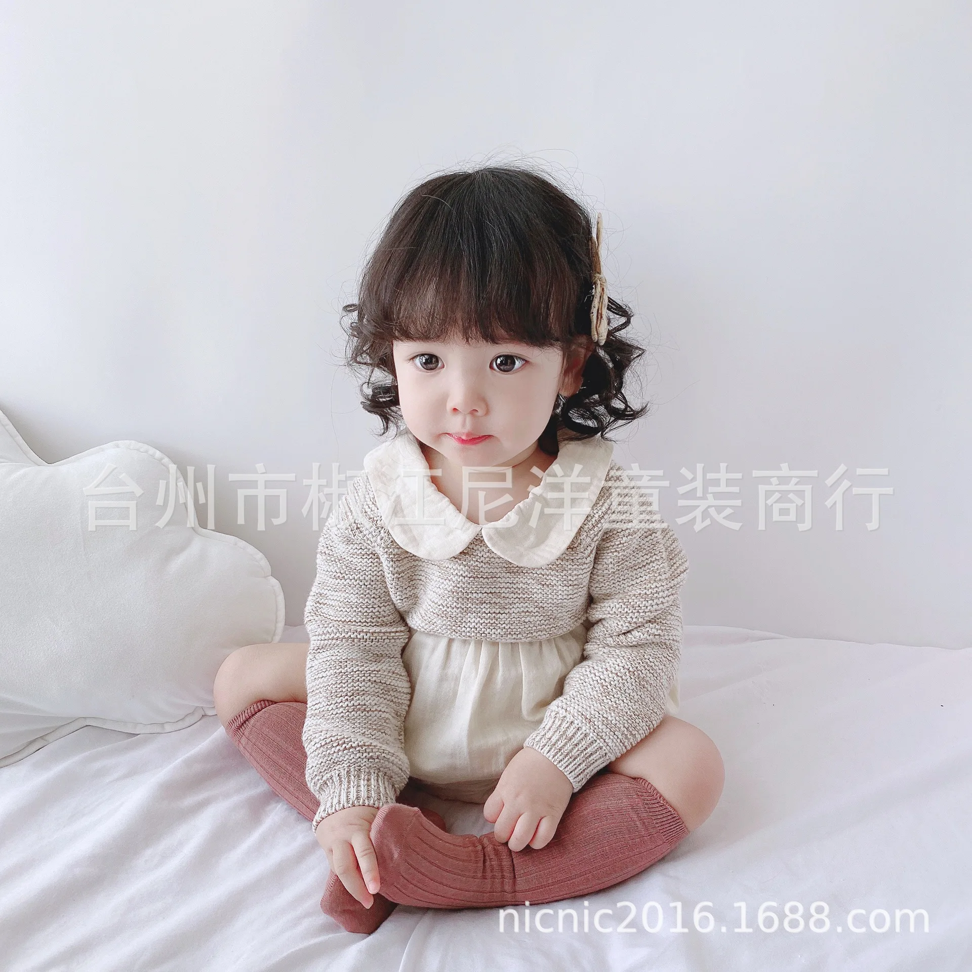 

Jenny&Dave Popular 2020 Autumn/Winter Pure Cotton Knitted Vintage Cute Splice Long Sleeve Sweetheart Girl