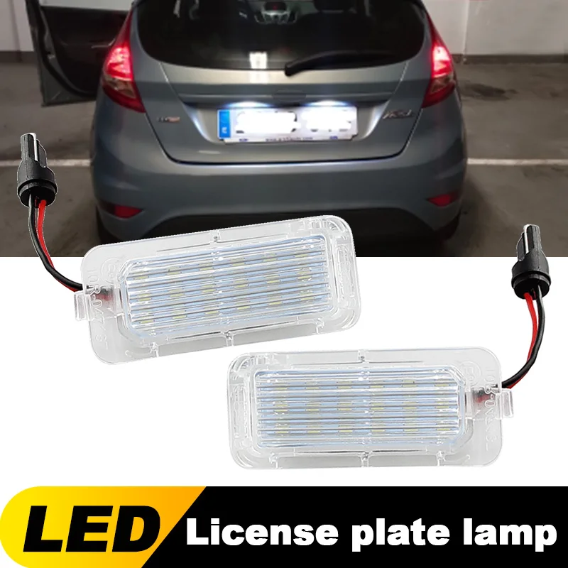 2pcs LED Number License Plate Light for Ford KUGA S MAX MONDEO MK4 MK5 MK2 FIESTA 2008-2019 FOCUS ABS Plastic Car accessories