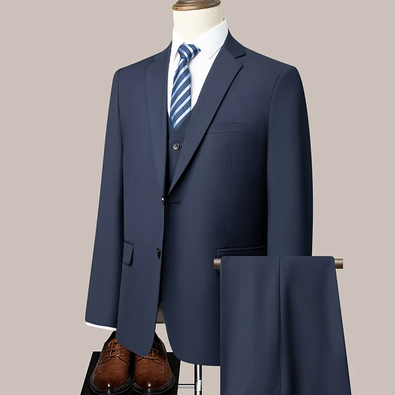 

Трехкомплектный костюм из новой ткани для мужчин, модный для деловых встреч, свадеб, повседневной носки, профессиональной и формальной одежды. M-6XL