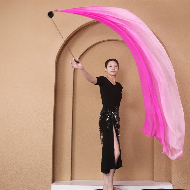Voile de danse en soie Poi élégant voile de soie écharpe Poi boule Streamer élégant danse du ventre Poi Streamer couleurs progressives foulard en soie voile