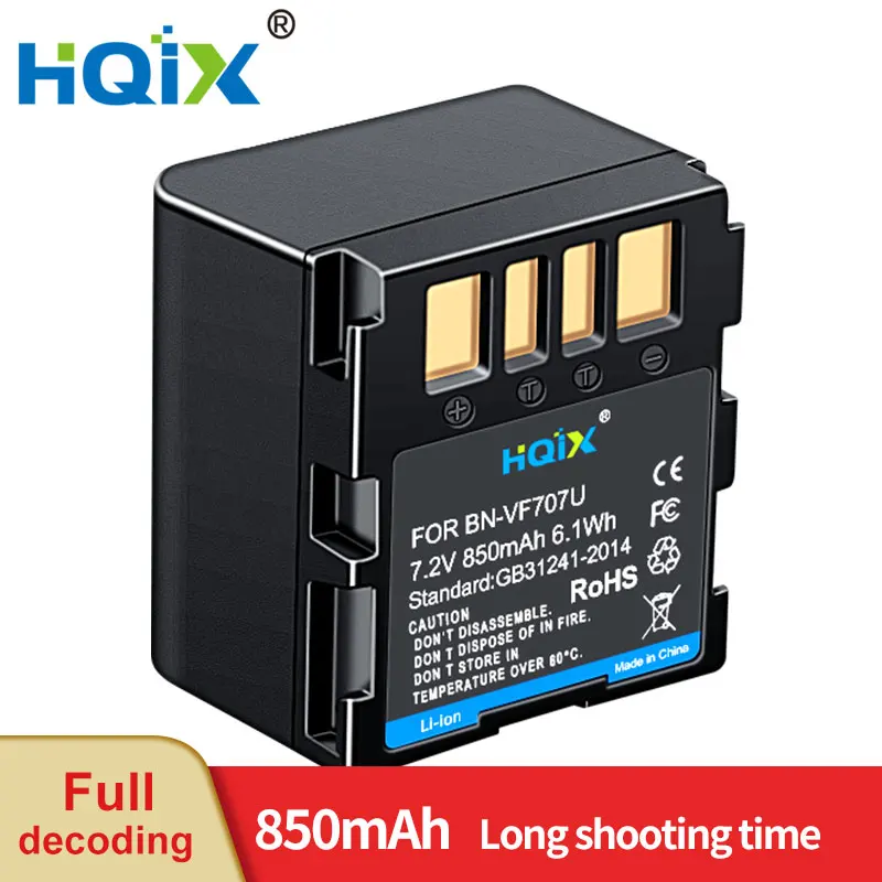 

HQIX for JVC GR-DF420 DF425 DF430 DF430US DF450 DF450US DF470 DF540 DF550US DF570 DF590 DF570US Camera BN-VF707U Charger Battery