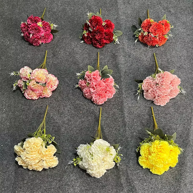 

7-Heads Fake Carnation Bouquet-Artificial Flowers,for Home Tabletop, Wedding Centerpieces, Party Decor & Holiday Gifts