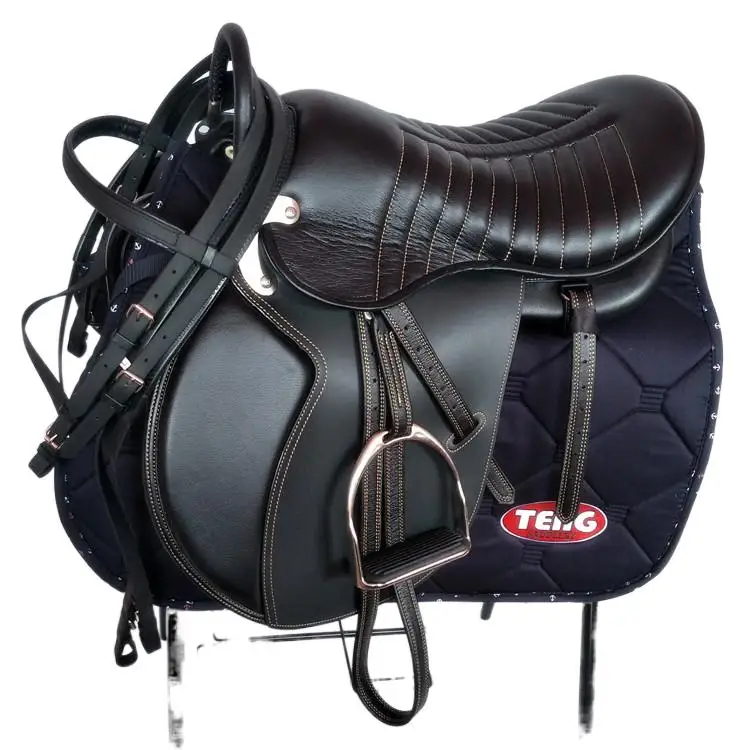 Double Belt Conjunto Completo de British Saddle, Equestrian Sports Endurance, Cinto de Longa Distância