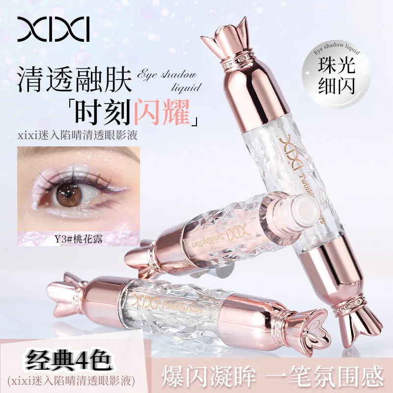 Xixi Pearlescent Sparkling Liquid Eyeshadow Clear with Sequin Tear Drop Brightening Eye Corner Formula for Shiny Eyes