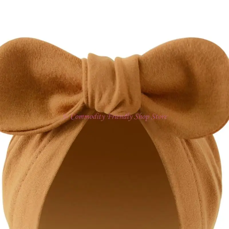 

85AE 4 Set Cotton Infant Bowknot Hat with Matching Mittens Anti Scratch Gloves Design