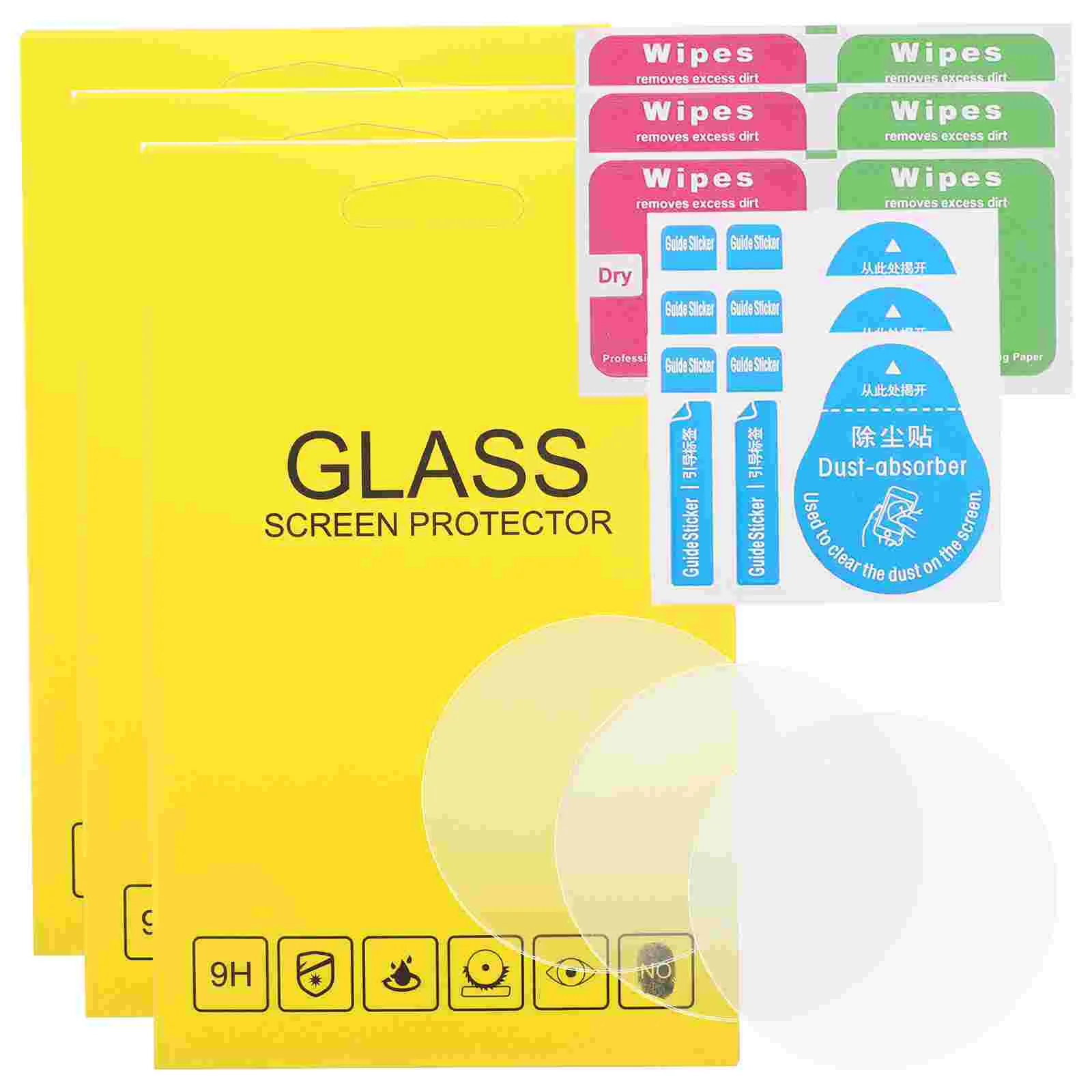 3 Pcs Watch Tempered Film Individually Packaged Screen Protector Protective Ice Glass Transparent Clear Cover Residue-free