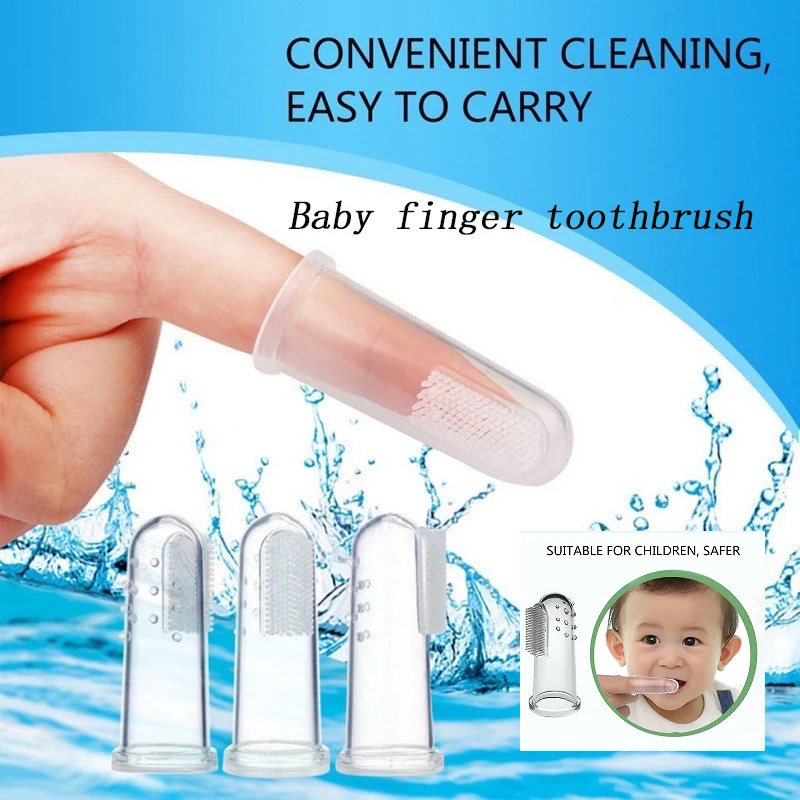 Baby silicone fingertip toothbrush, cleaning tongue coating and mouth, making babies healthier