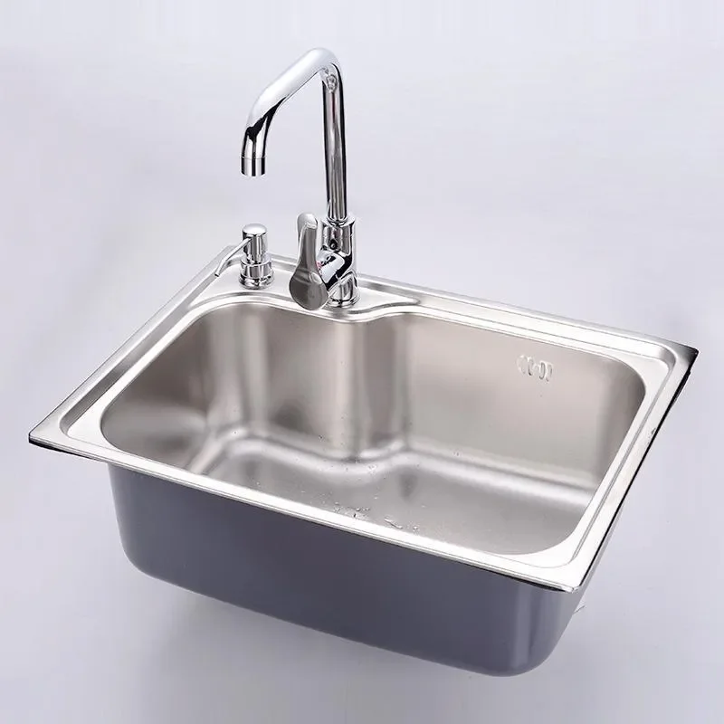 Thickened Stainless Steel Kitchen Sink Integrated Forming Left Bowl Large Capacity Uncoated Engineering Basin