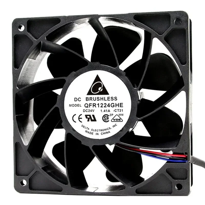 for Delta QFR1224GHE DC 24V 1.41A 4 Wire High End Equipment Large Air Volume Cooling Fan