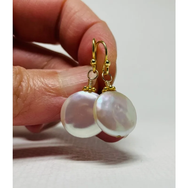 Gold Coin Pearl Earrings: June Birthstone Jewelry
