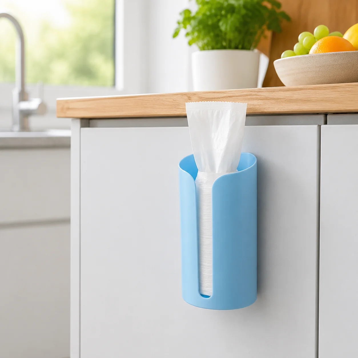 1pc Wall-Mounted Trash Bag Dispenser Kitchen Garbage Bag Storage Basket Convenient Pull-Out Organizer Tissue Paper Socks Holder