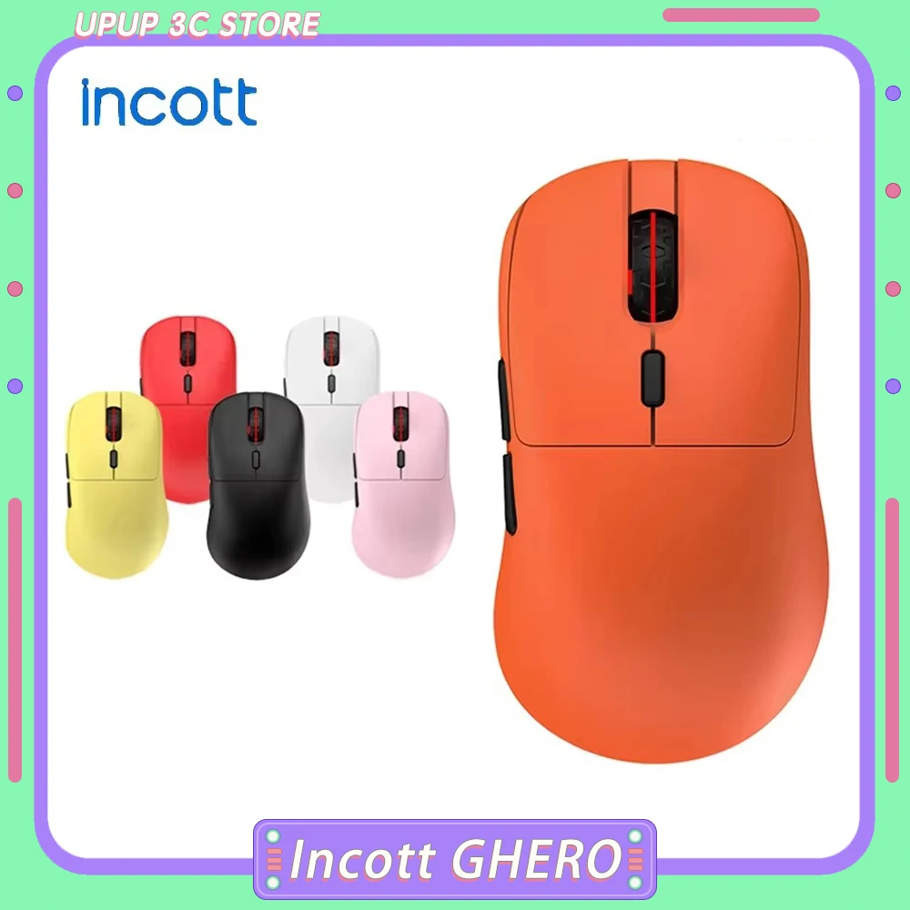 incott ghero mouse para jogos sem fio modo duplo sensor paw3395 rgb baixa latencia ergonomico pc personalizado acessorios para jogadores presentes 01