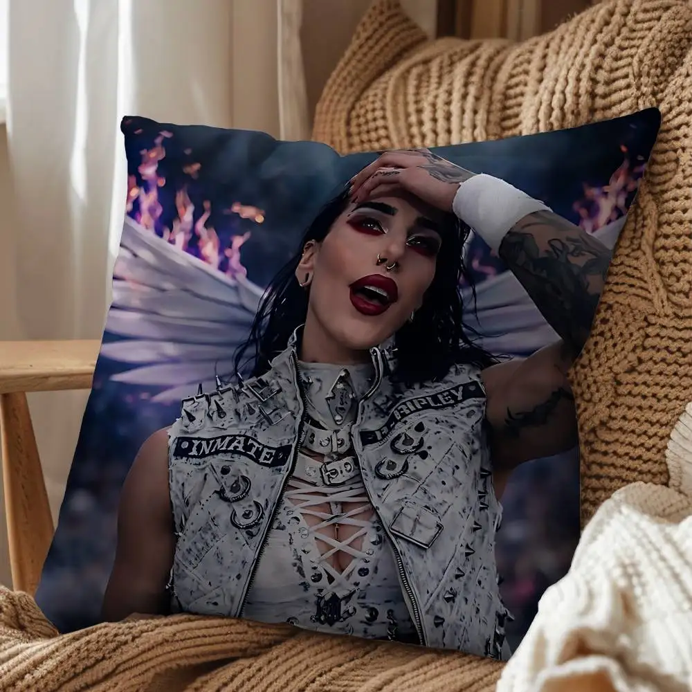 strongest woman Rhea Ripley Print Throw Pillow Cover Square Cushion Case for Living Room Bedroom Decor