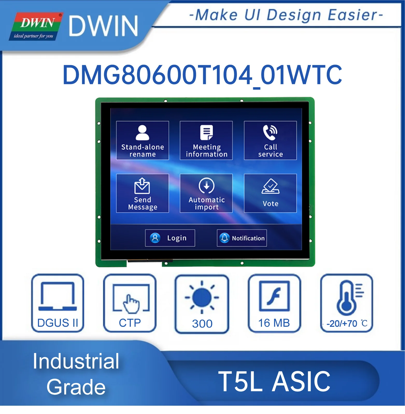 10.4 Inch 800*600 Pixels Resolution 16.7M Colors HMI TN TFT LCD Display Screen Lcd Modules Touch Panel DMG80600T104_01W