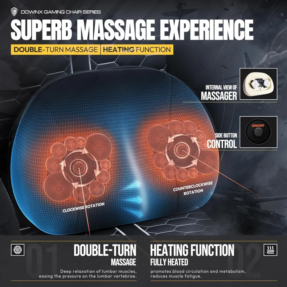 Gaming Stoel Met Verwarmde Massage Lumbale Ondersteuning, Ergonomische Gaming Computerstoel Met Zakveer Kussen En Voetensteun