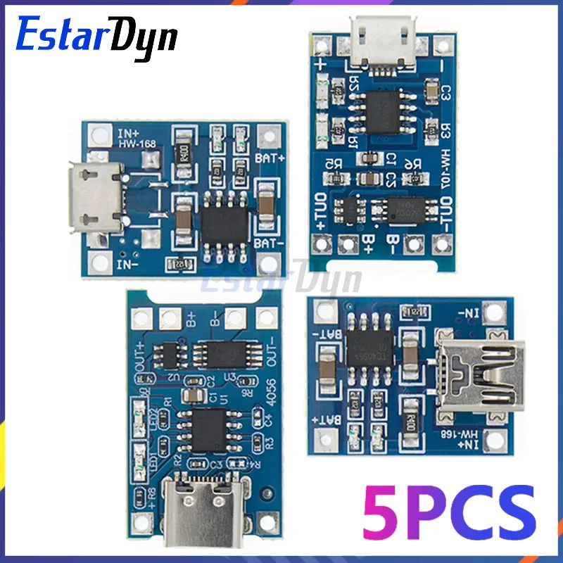 5PCS TP4056 +Protection Dual Functions 5V 1A Micro USB 18650 Lithium Battery Charging Board Charger Module