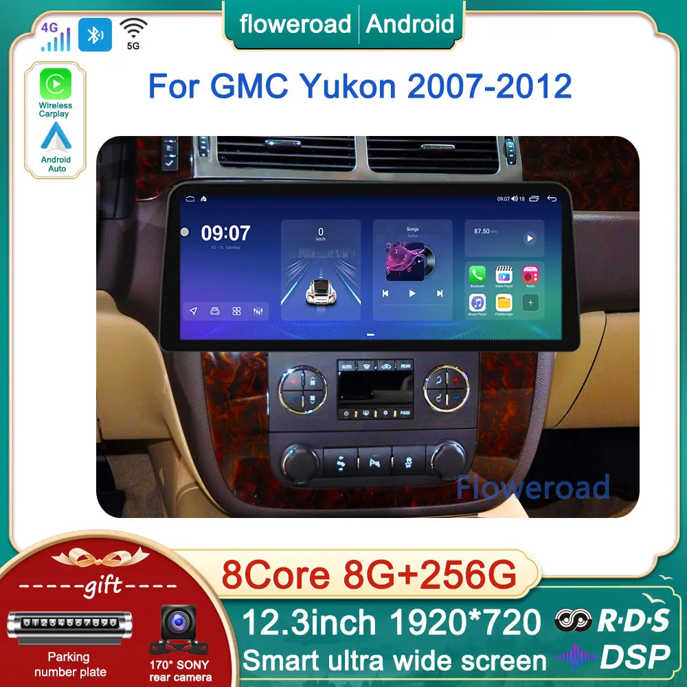 

Автомагнитола для GMC Yukon Chevrolet Tahoe Silverado 2007 -2013 Android 13 мультимедийный видеоплеер навигация Беспроводная android авто