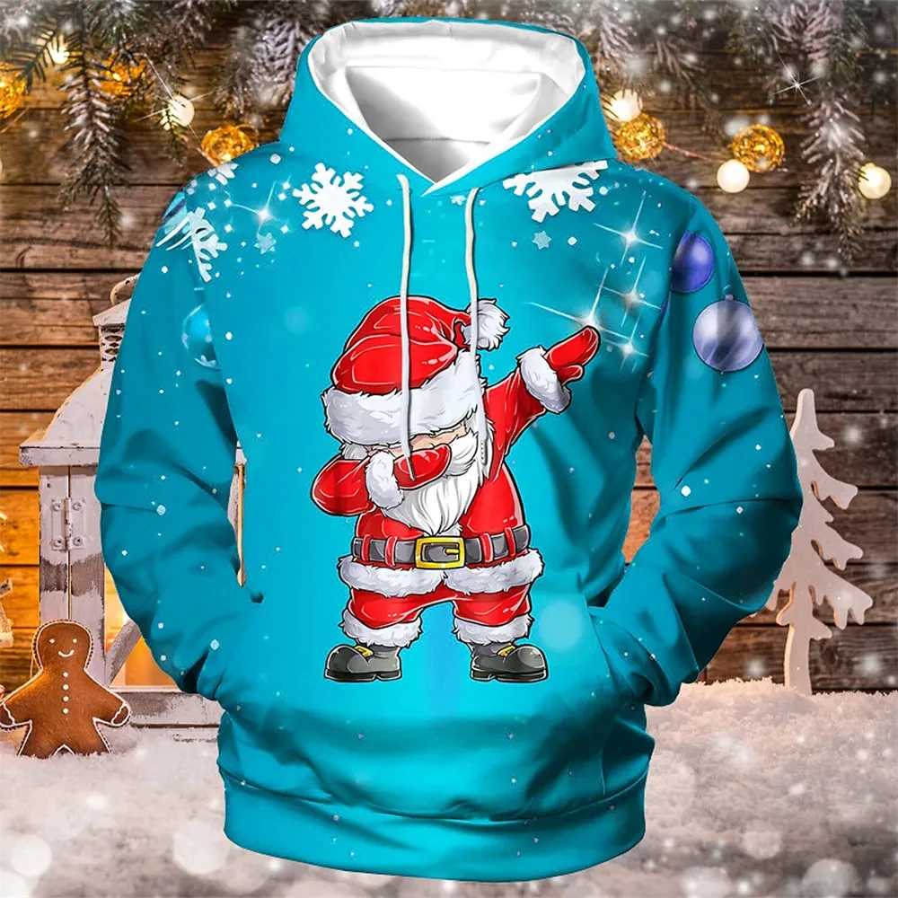 

3d Santa Claus Print Hoodies For Men Christmas Hooded Sweater Fashion Autumn Winter Men Clothing Oversize Long Sleeve Sweatshirt