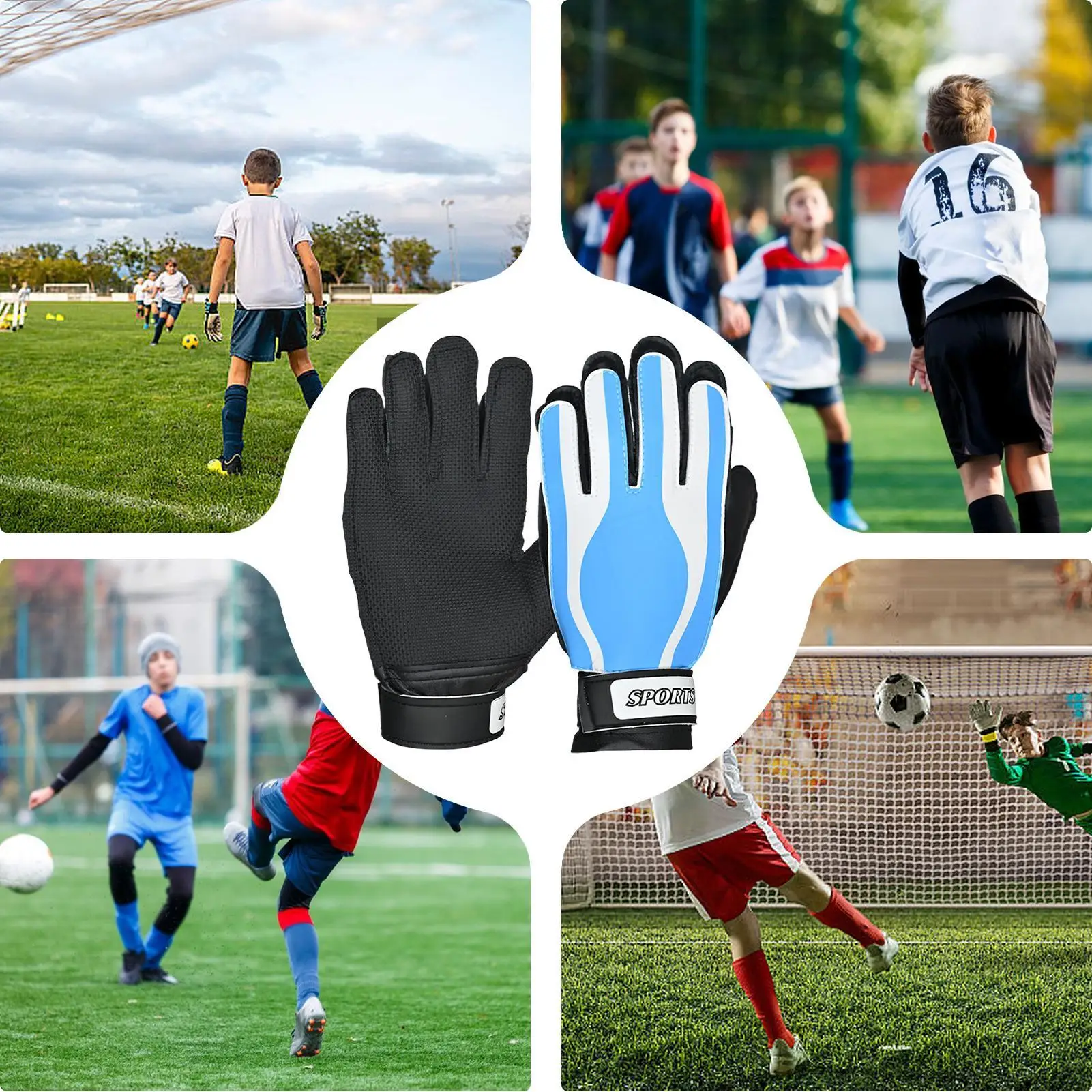 قفازات حارس المرمى زوج واحد من قفازات حارس المرمى للشباب، ملحقات تدريب لاعب كرة القدم الرياضية القابلة للتعديل للفصول المدرسية