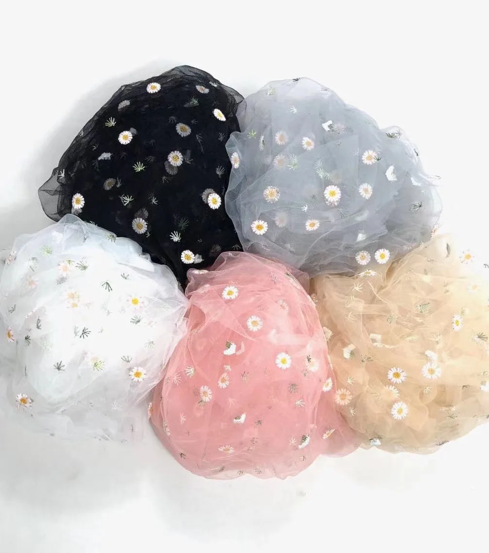 Французская высококачественная маленькая шифоновая ткань с цветочной вышивкой ромашки, модная африканская кружевная ткань с вышивкой ручной работы