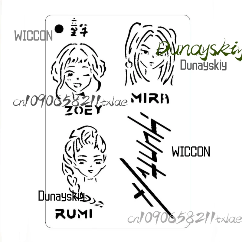 هنتركس رومي ميرا زوي سجابوي شيطان لطيف طلاء الوجه استنسل أنيمي شخصية تأثيري ماكياج حفلة الهالوين عيد الميلاد Kawaii  #3