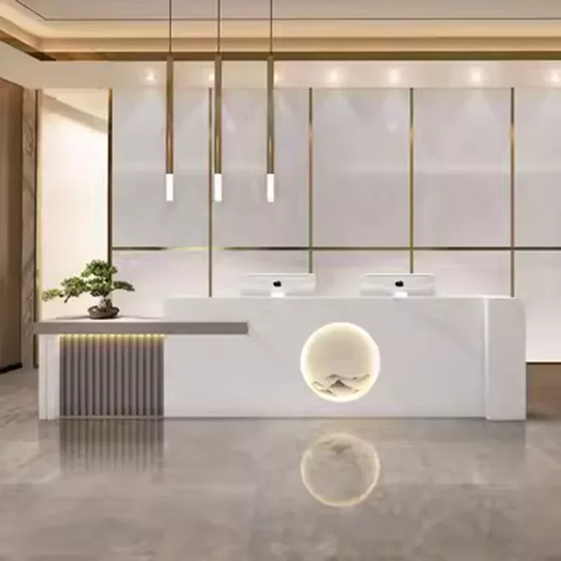 

Cash Register Reception Office Desks Counter Hallway Table Chairs Business Salon Desk Computer Theke Empfang Reception Chair