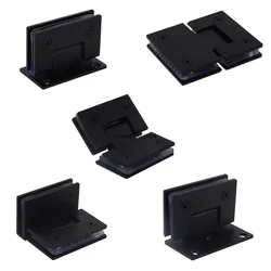 1pcs Stainless Steel Frameless Glass Black Door Hinge 90 Degrees of Bathroom Clamp  Folding Clip Package Mail