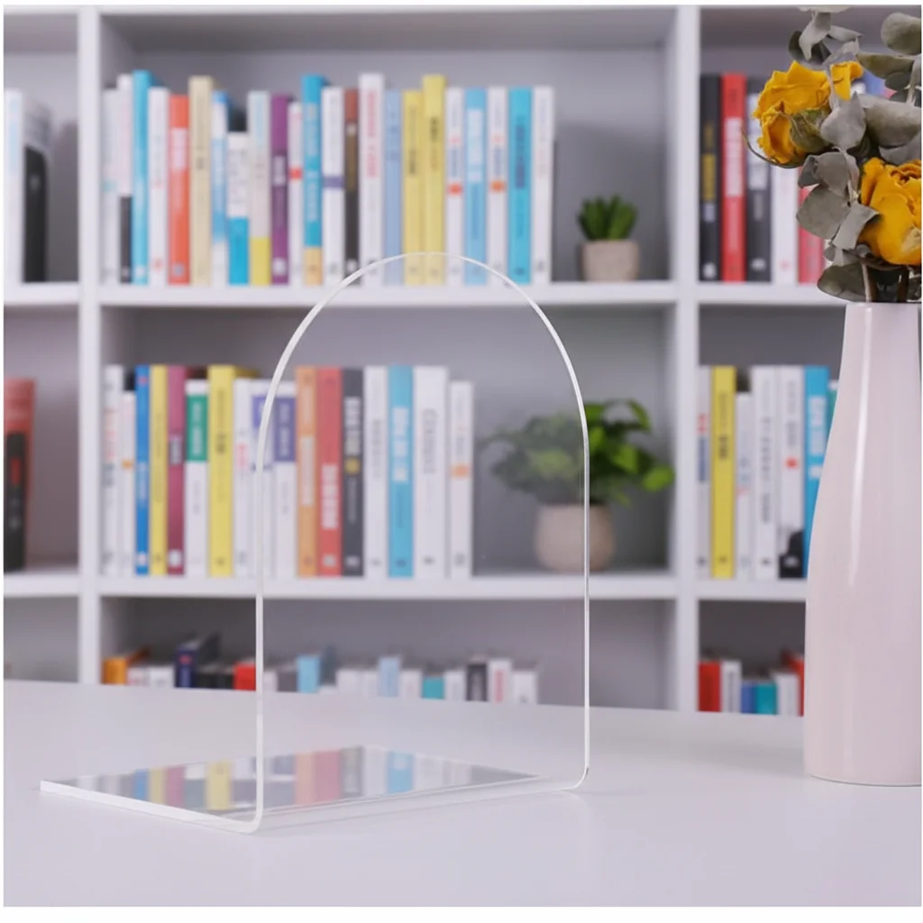 Sujeta Libros Acrílico, Organizador de Escritorio Transparente Antideslizante, Sujeta Libros Universal Transparente