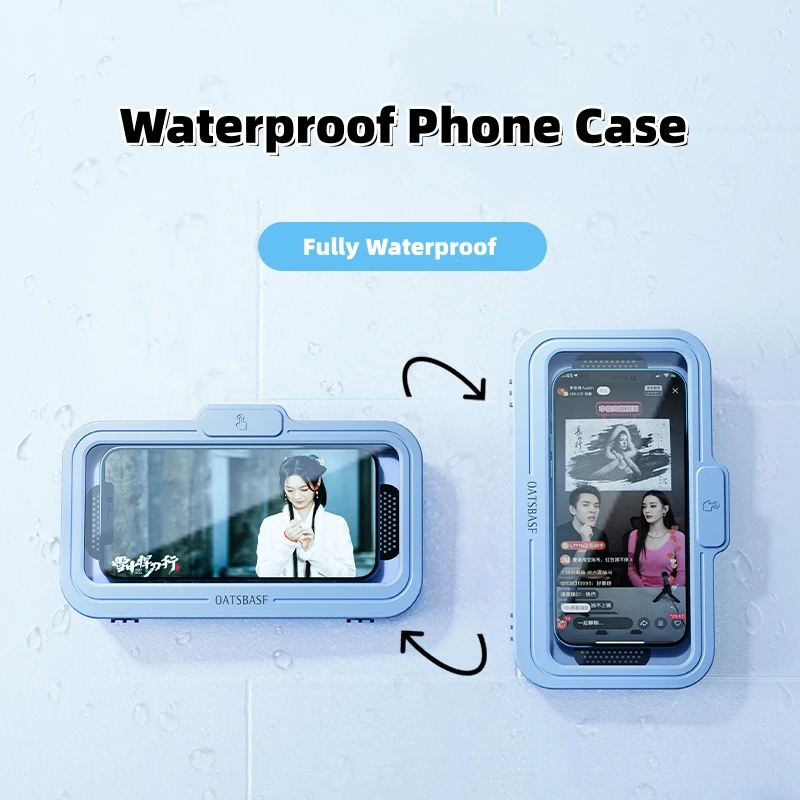 Держатель для телефона для душа, водонепроницаемый вращающийся регулируемый настенный держатель для телефона в ванной комнате, противотуманный высокочувствительный чехол для iPhone Держатель для телефона для душа, водонепроницаемый вращающийся регулируемый настенный держатель для телефона в ванной комнате, противотуманный высокочувствительный чехол для iPhone