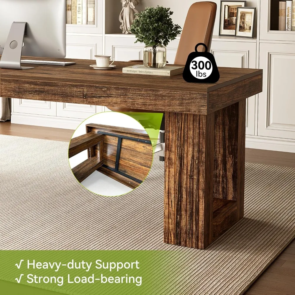مكتب لشخصين، مكتب كمبيوتر طويل جدًا بطول 86.6 بوصة، مكتب كتابة كمبيوتر لشخصين، مكتب خشبي كبير